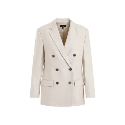 Theory Double-breasted Blazer In White