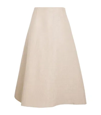 Theory Linen Circle Midi Skirt In Neutral