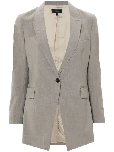 Theory Etiennette Stretch-wool Blazer In Grey