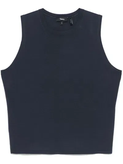 Theory Merino Wool Knitted Top In Blue