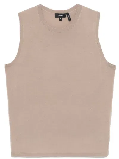 Theory Merino Wool Knitted Top In Neutrals