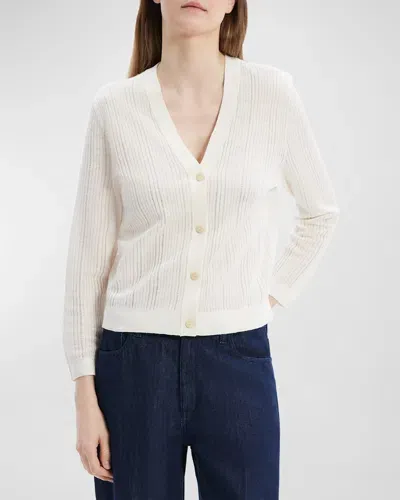 Theory Neo Sag Harbor Cropped Cardigan In Bone