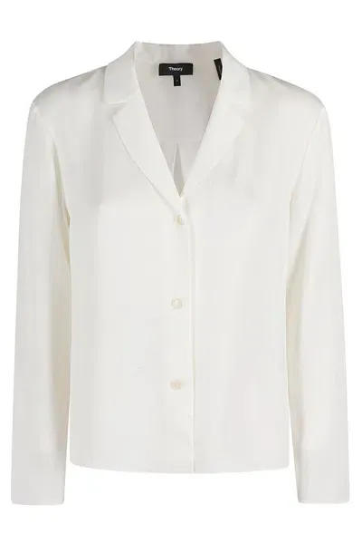 Theory Notched Lapel Blouse In White