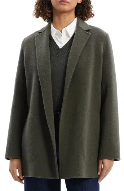 Theory Open Front Wool Blend Blazer In Hunter Green Melange