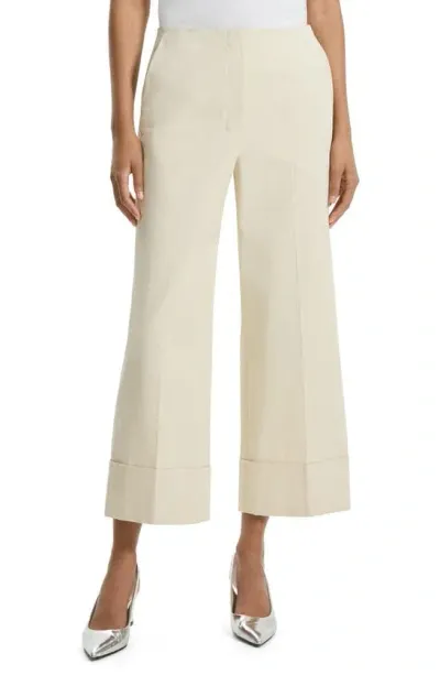 Theory Patton High-waist Wide-leg Cuff Pants In Brown