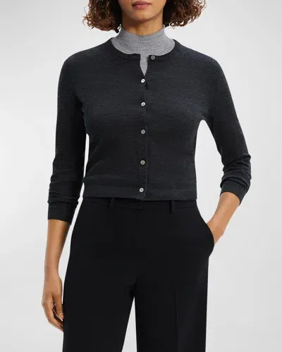 Theory Regal Merino Wool Cropped Cardigan In New Pestle Melange