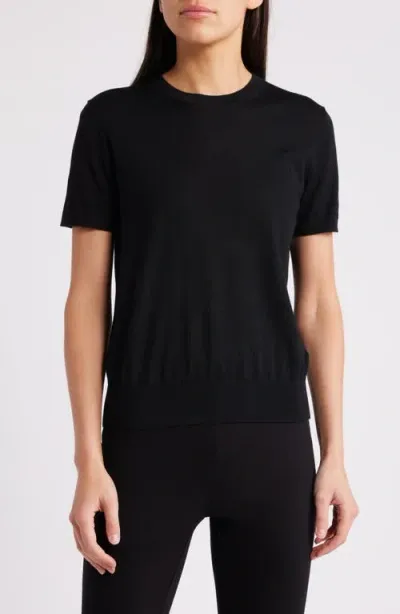 Theory Regal Short Sleeve Wool Sweater In Black