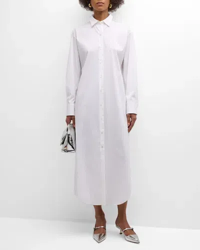 Theory Relaxed Cotton Button-front Maxi Shirtdress In White