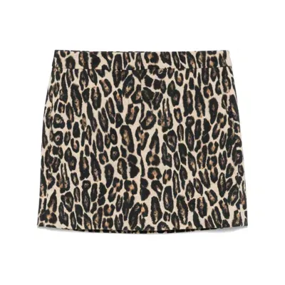 Theory Leopard Mini Trouser Skirt In Nude & Neutrals