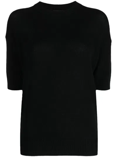 Theory Short Sleeved Knit Cashmere Sweater In Black