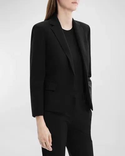 Theory Rolled-sleeve Shawl Collar One-button Jacket In Blk