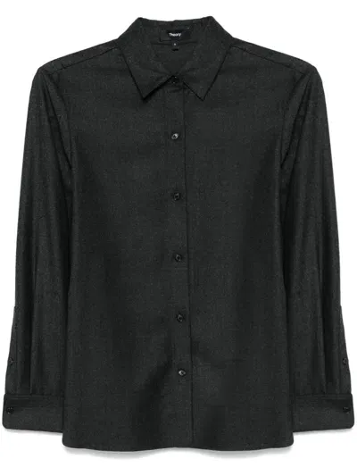 Theory Virgin-wool Shirt In Grey