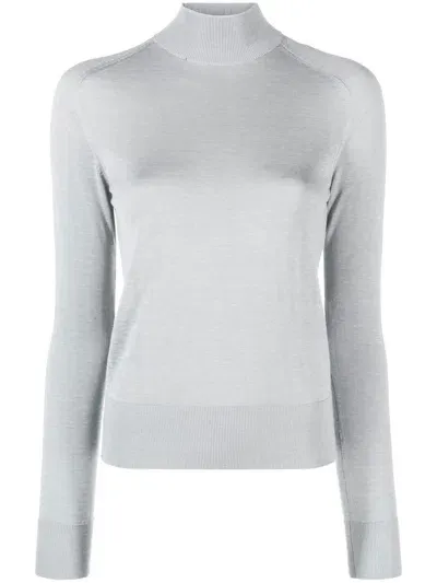 There Was One Open-back High-neck Knitted Top In 7700 Silver