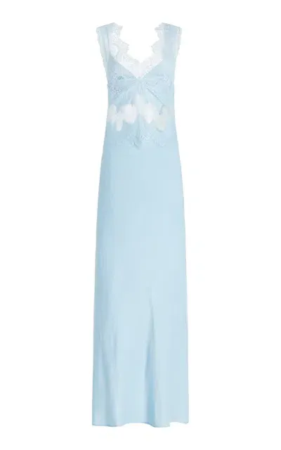 Third Form Exclusive Visions Lace-trimmed Satin Midi Dress In Blue