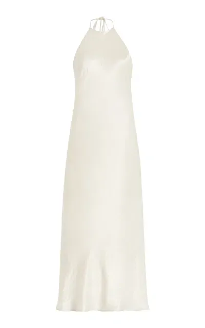 Third Form Satin Halter Maxi Dress In Ivory