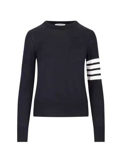 Thom Browne Merino Wool Crew-neck Sweater In Blue