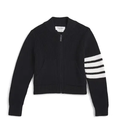 Thom Browne Kids' 4-bar Cardigan In Navy