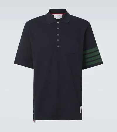 Thom Browne 4-bar Cotton Piqué Polo Shirt In Blau