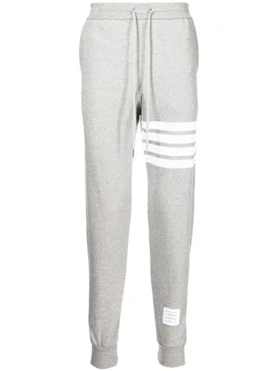 Thom Browne Four-bar Slim-fit Cotton Jogging Bottoms In Grey