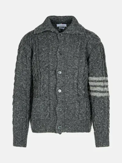 Thom Browne '4-bar' Grey Wool Blend Cardigan