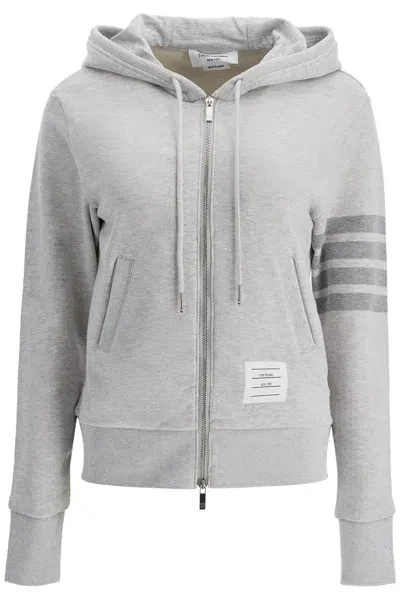 Thom Browne 4-bar Hoodie With Zipper And In Grey