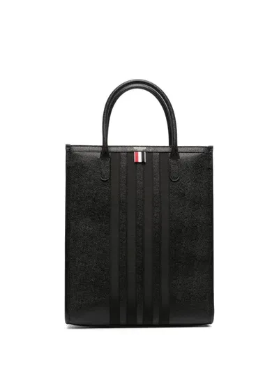 Thom Browne 4-bar Leather Tote Bag In Black