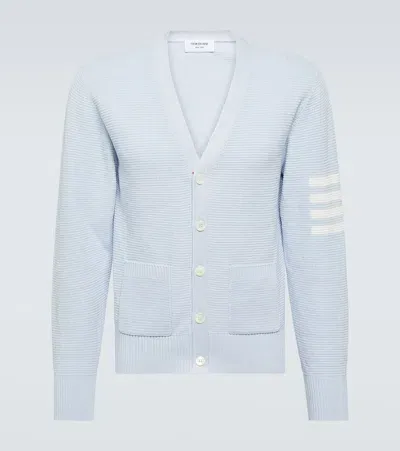 Thom Browne 4-bar Linen-blend Cardigan In Blue