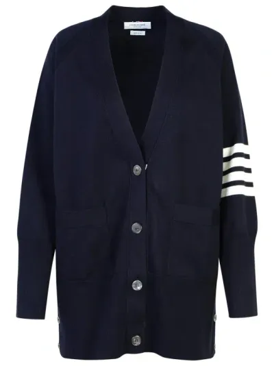 Thom Browne Navy Cotton Cardigan In Blue