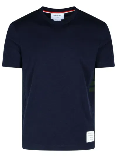 Thom Browne 4 Bar Navy Wool T-shirt In Blue