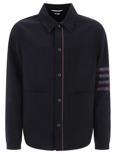 Thom Browne Utility Patch Pocket Jacket In Blue