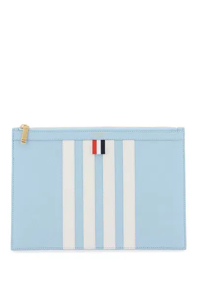 Thom Browne 4-bar Pouch In Celeste