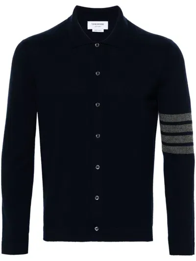 Thom Browne 4-bar Stripe Cashmere Cardigan In Blue