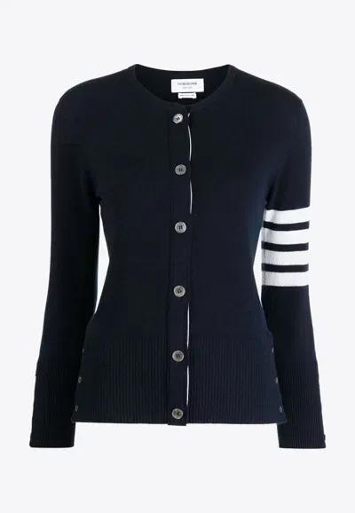 Thom Browne 4-bar Stripes Cashmere Cardigan In Blue