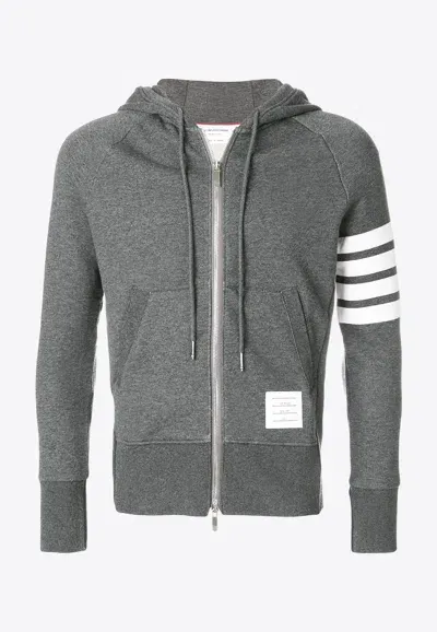 Thom Browne 4-bar Stripes Zip-up Hoodie In Gray