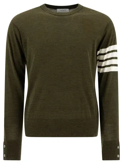 Thom Browne 4-bar Merino Wool Sweater In Green