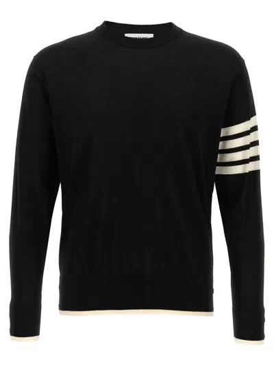 Thom Browne 4 Bar Sweater In White/black