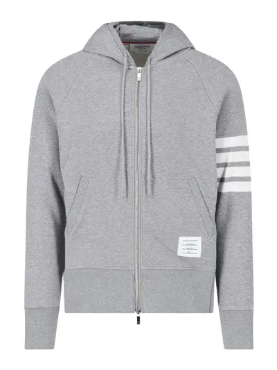 Thom Browne 4-bar Zip Hoodie In Grey