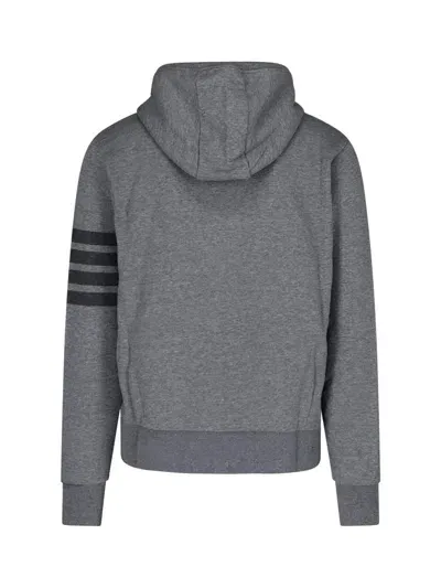 Thom Browne 4-bar Zip Hoodie In Med Grey