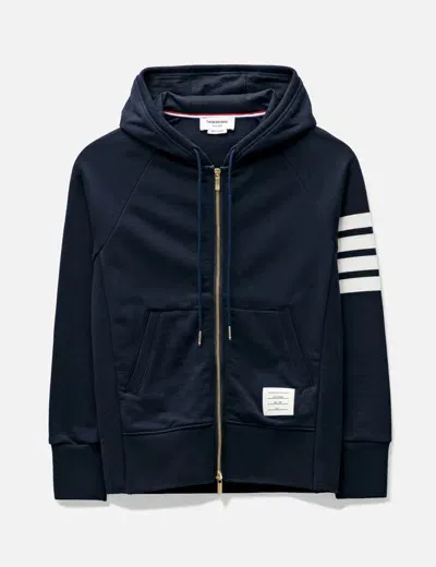 Thom Browne 4-bar Zip-up Hoodie In Blue