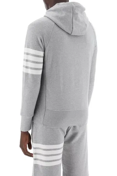 Thom Browne 4 Bar Zip Up Hoodie In Gray