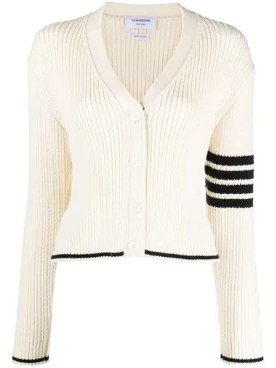 Thom Browne 4bar Cardigan In White