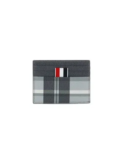 Thom Browne 4bar Leather Credit Card Case In Black