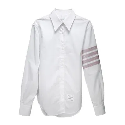 Thom Browne Easy Fit Point Collar Shirt In White