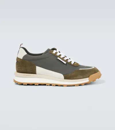 Thom Browne Alumni Leather-trimmed Sneakers In Grün