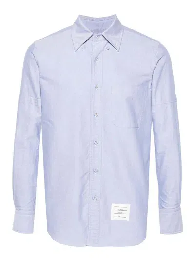 Thom Browne Armband-embellished Cotton Shirt In Light Blue