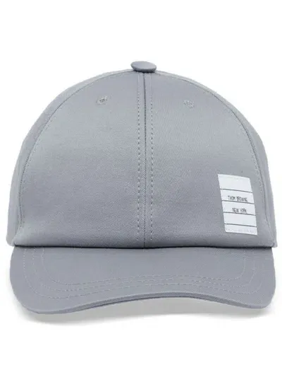 Thom Browne Baseball Cap With Logo Patch In Grey