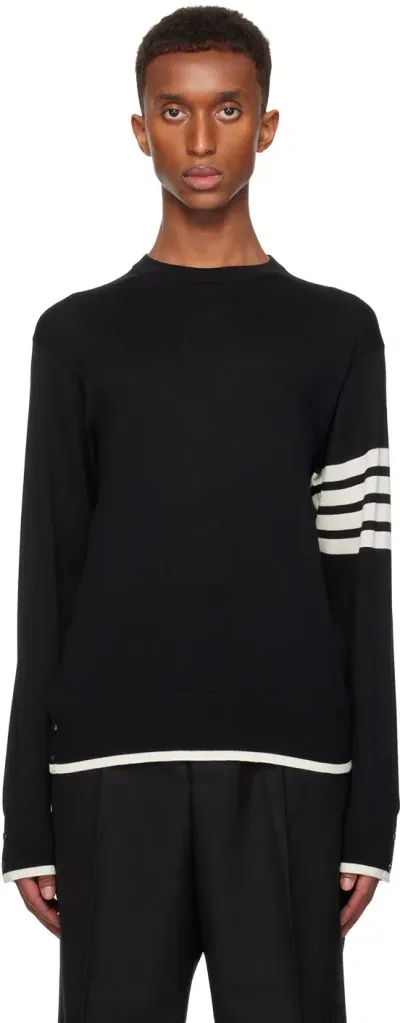 Thom Browne Black 4-bar Sweater In 001 Black