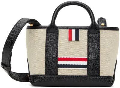 Thom Browne Mini Tool Leather Tote Bag In Beige