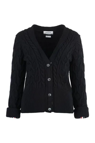 Thom Browne Wool Cardigan In Black