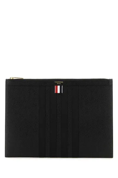 Thom Browne Black Leather Pouche